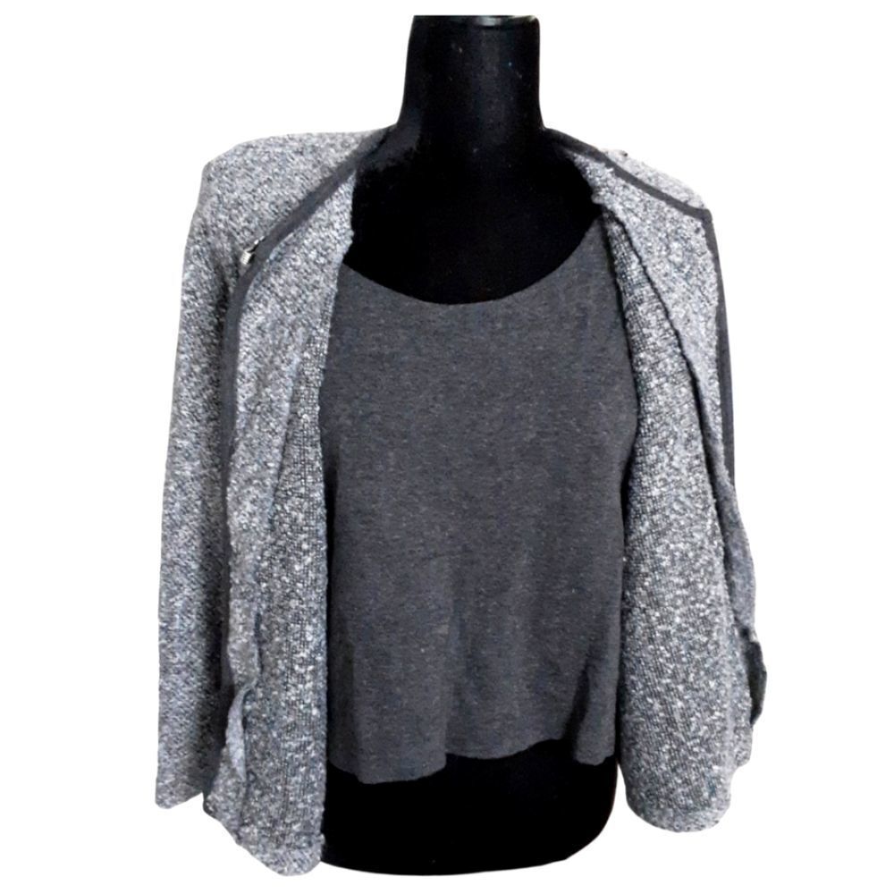 Vintage C.D. Petite Sweater Jacket Layered‎ Look Bouclé Knit Cardigan Set Sz 14P - Picture 2 of 5